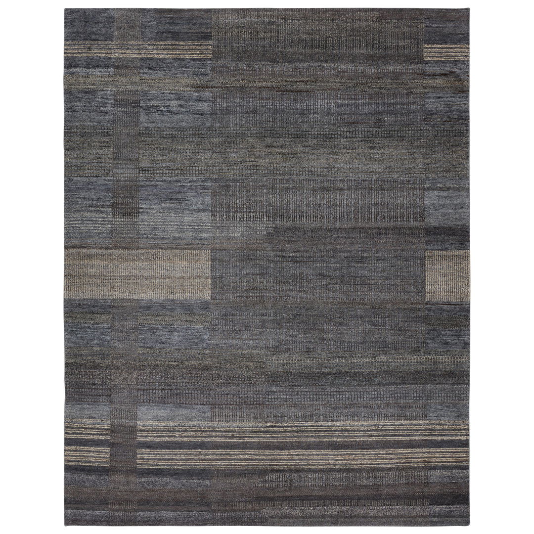 Jaipur Living Edern CEN01 Handknotted Stripes Black Area Rug (9'x12') large image 
