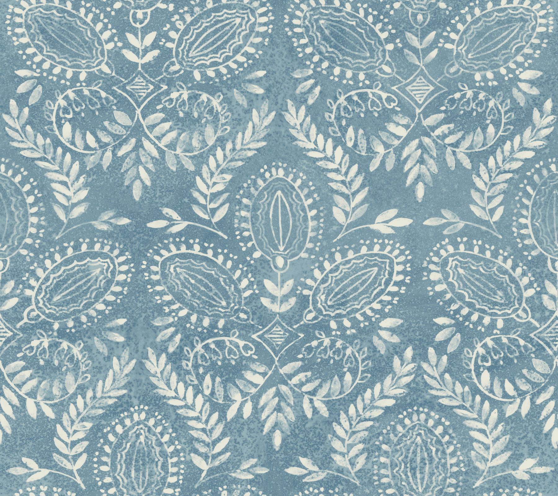 Laurel Damask Blue Wallpaper large image 
