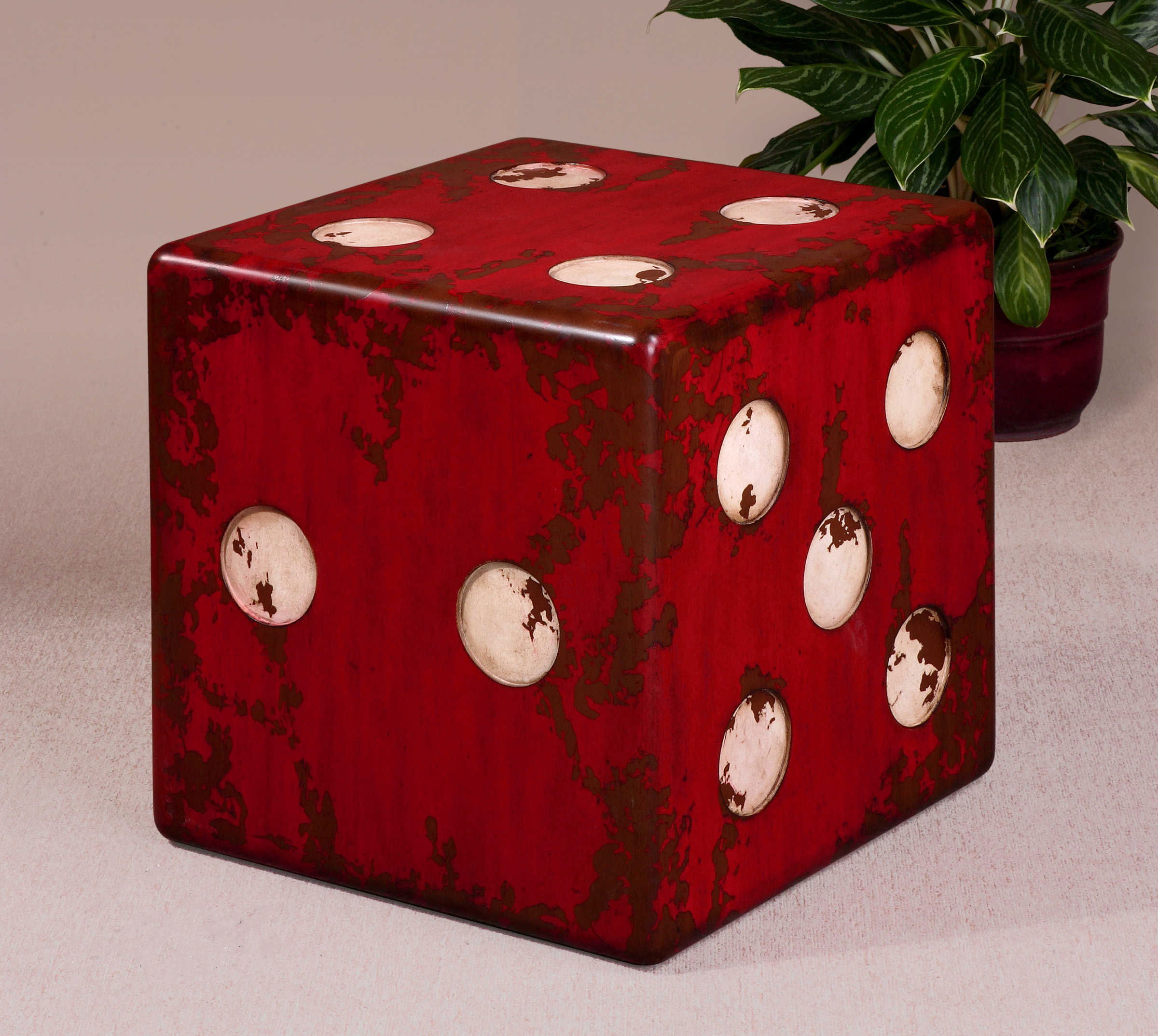 Dice Red Accent Table, Furniture by Uttermost, 18.75" width x 18.75" height x 18.75" depth View 2