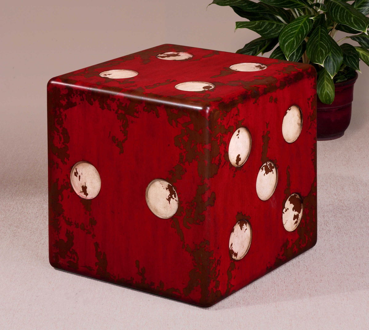 Dice Red Accent Table, Side & End Table by Uttermost, 18.75" width x 18.75" height x 18.75" depth View 2