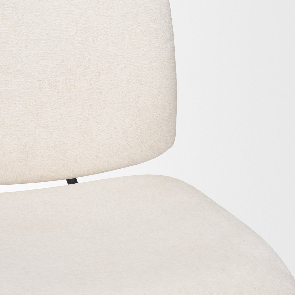 Nora Cream Fabric with Matte Black Metal Legs Accent Chair, by Mercana, 30.79" length x 25.39" width x 31.89" height View 11