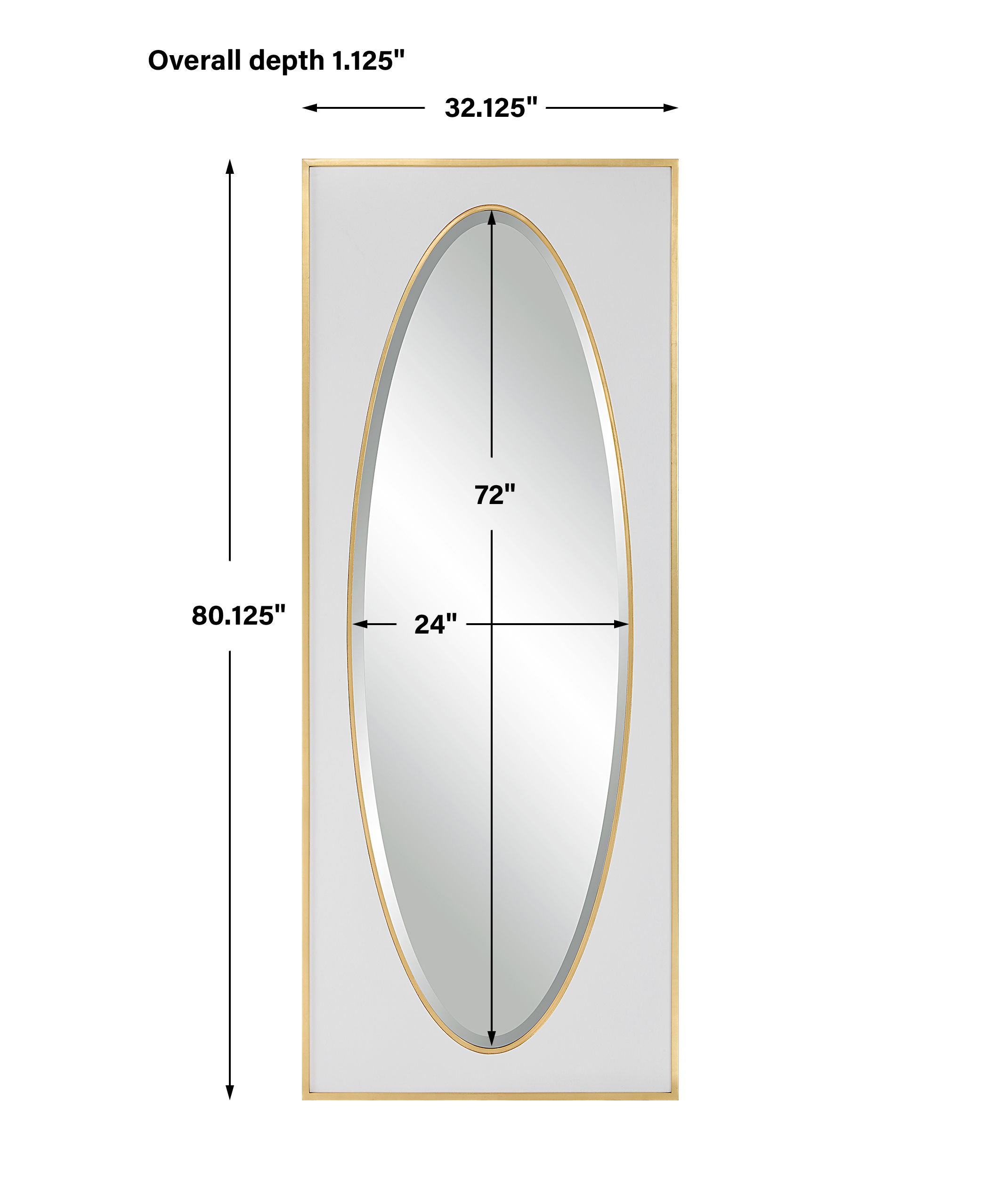 Danbury White Mirror, by Uttermost, 32.12" width x 80.12" height x 1.12" depth View 3