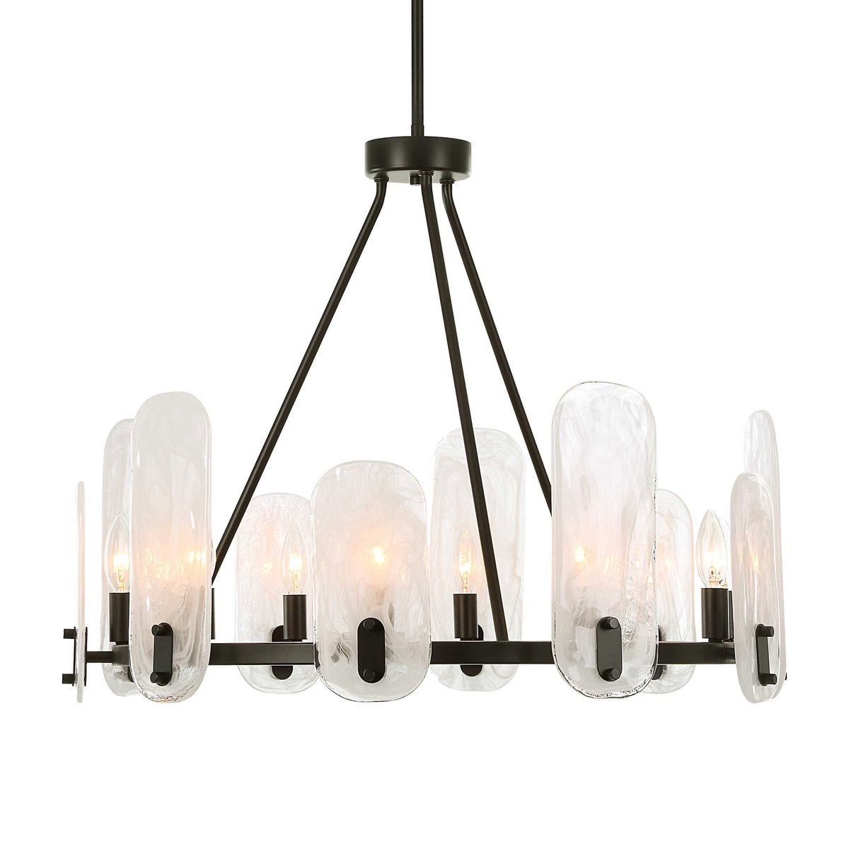 Ellipse 10 Light Dark Bronze Chandelier, by Uttermost, 28" width x 22.5" height x 28" diameter x 28" depth View 5
