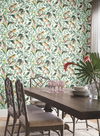 Tropical Love Birds White & Coral Wallpaper thumbnail 1