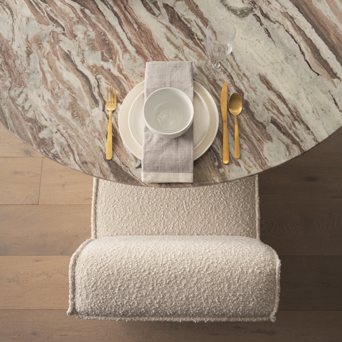 Damon Barrel Back Dining Arm Chair | Cream Fabric with Caster Base, Dining Chair by Mercana, 20.47" length x 27.17" width x 31.3" height View 3