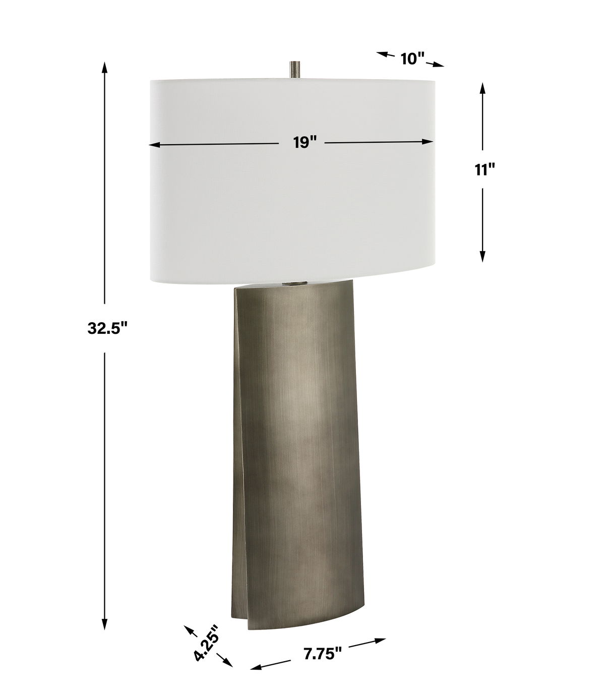 V-Groove Modern Table Lamp, by Uttermost, 19" width x 32.5" height x 10" depth View 3