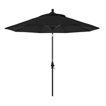 Online Designer Patio Outdoor Market Umbrella, 9 Ft, Round, Black, Sunbrella Canvas, Black