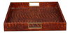 Norton Leather Tray, Croco Leather, Tan, Decor by Sarreid, 24" length x 18" width x 2.5" height thumbnail 4