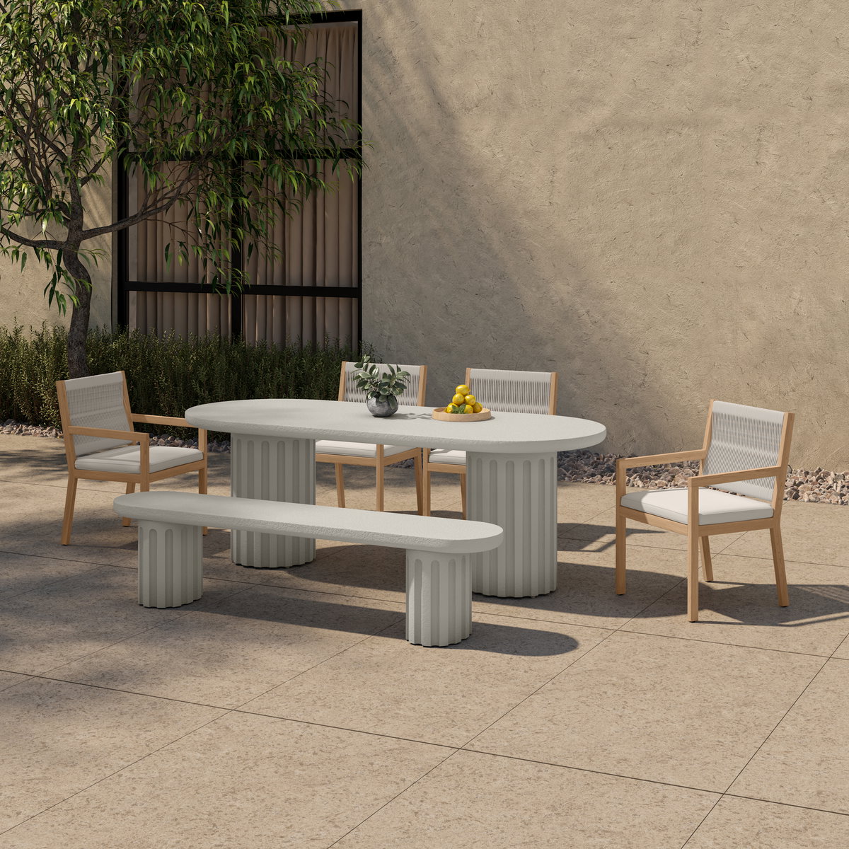 Eris Outdoor Dining Table White, Outdoor Table by Moe's Home, 7'2.5" width x 2'6" height x 2'11.5" depth View 8