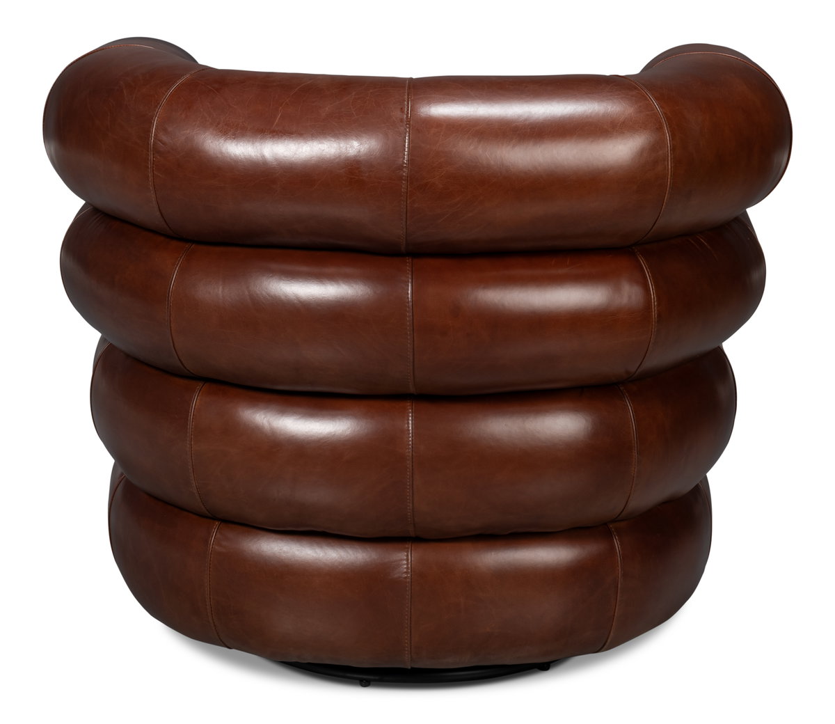 Rondo Leather Swivel Chair,Brown, Seating by Sarreid, 38" length x 31" width x 30" height View 10