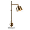 Laton Brushed Brass Task Lamp, Desk Lamp by Uttermost, 20" width x 34" height x 7" depth thumbnail 1