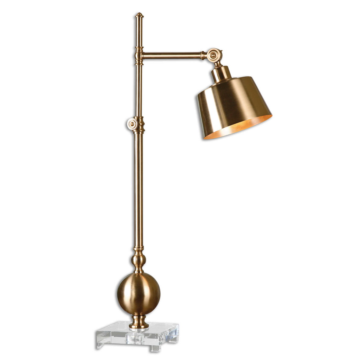 Laton Brushed Brass Task Lamp, by Uttermost, 20" width x 34" height x 7" depth View 1