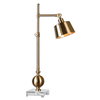 Laton Brushed Brass Task Lamp, by Uttermost, 20" width x 34" height x 7" depth thumbnail 1