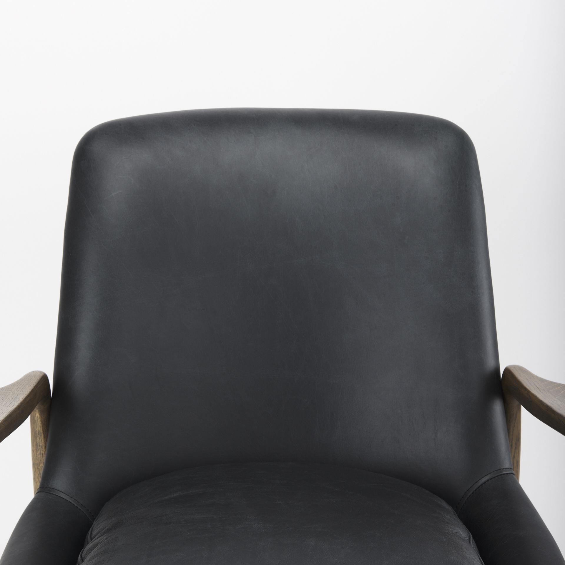 Westan Black Genuine Leather with Medium Brown Wood Accent Chair large image 