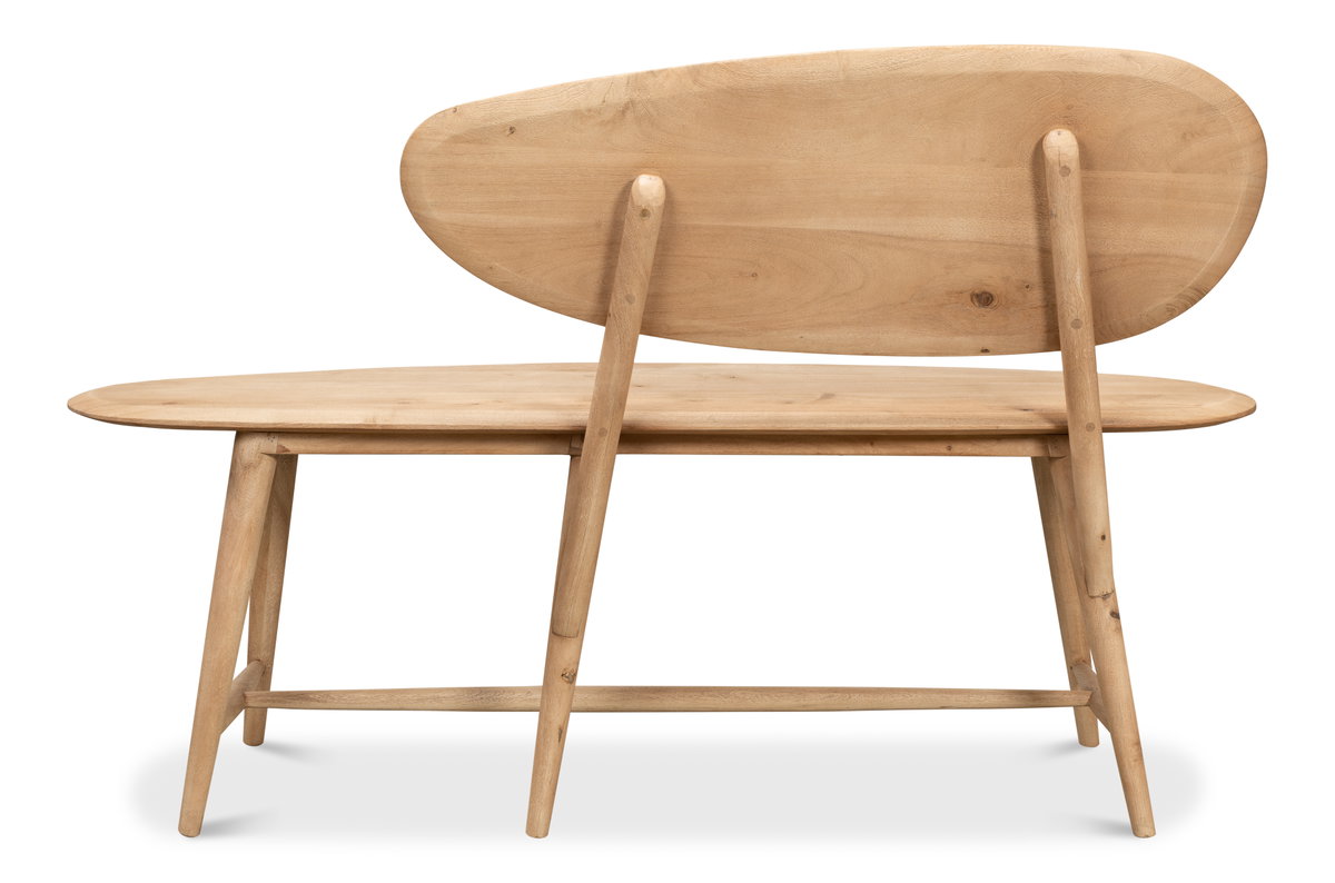 Pebble Bench (1 Back) Lionskin Finish, by Sarreid, 1'3" length x 4'6" width x 2'11" height View 11