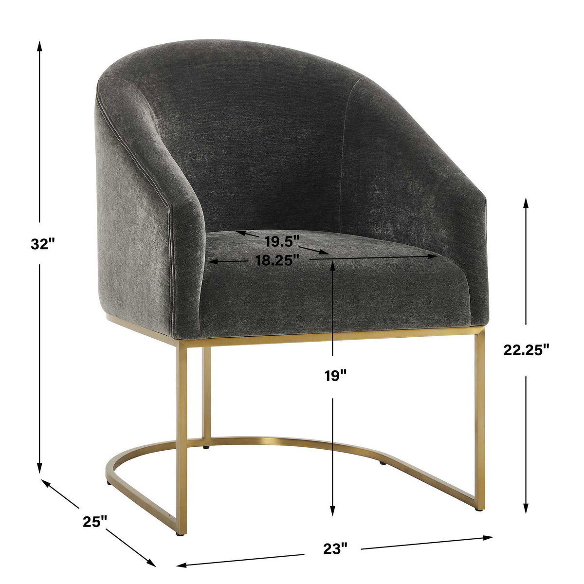 Hanni Charcoal Dining Chair, by Uttermost, 25" width x 32" height x 27" depth View 3