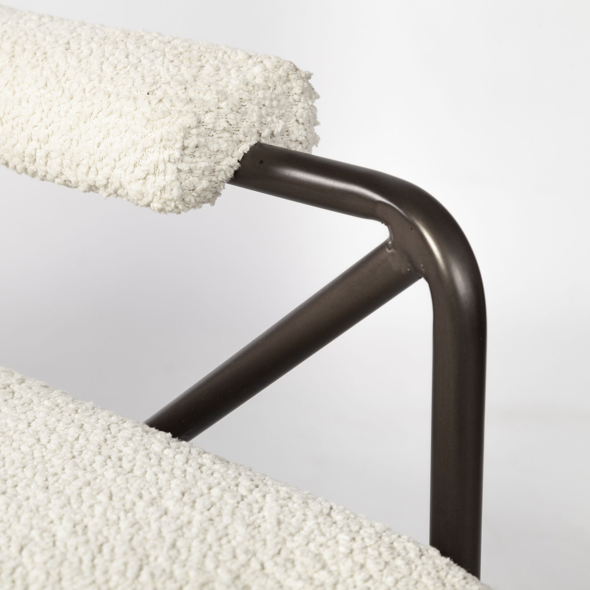 Vicunya Cream Fabric with Gun Metal Gray Metal Frame Accent Chair, by Mercana, 27.17" length x 30.71" width x 30.71" height View 11