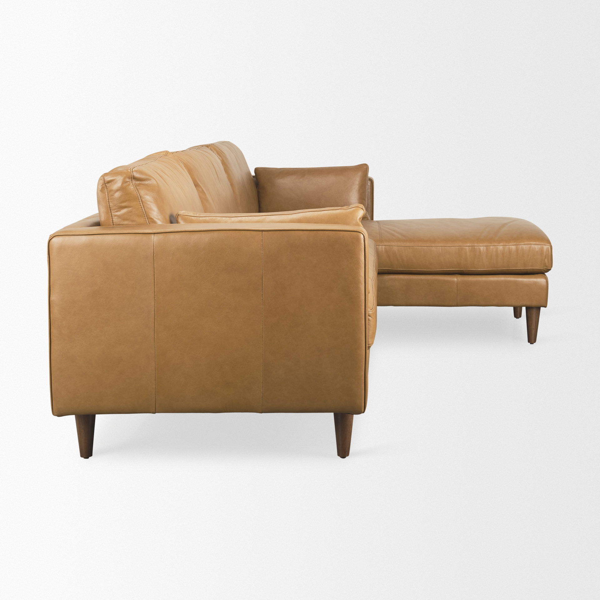 Elton 111.4L x 68.1W x 34.3H Tan Leather Right Chaise Sectional large image 