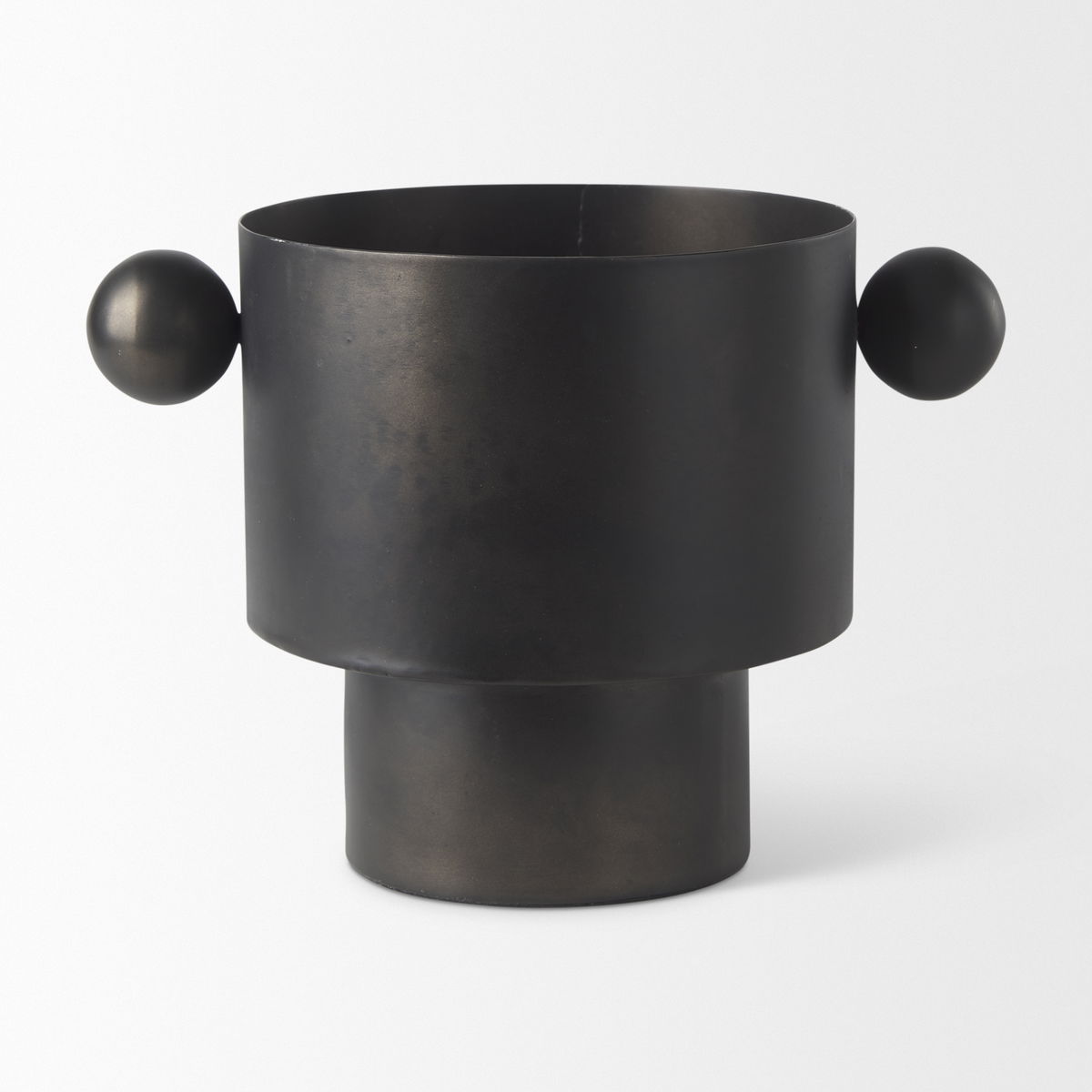 Juno 6.5H Medium Black Iron Vase, by Mercana, 8.5" length x 6" width x 6.5" height View 4