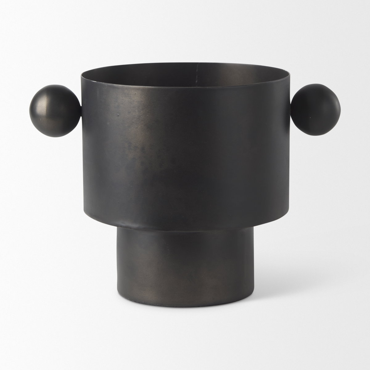 Juno 6.5H Medium Black Iron Vase, by Mercana, 8.5" length x 6" width x 6.5" height View 4