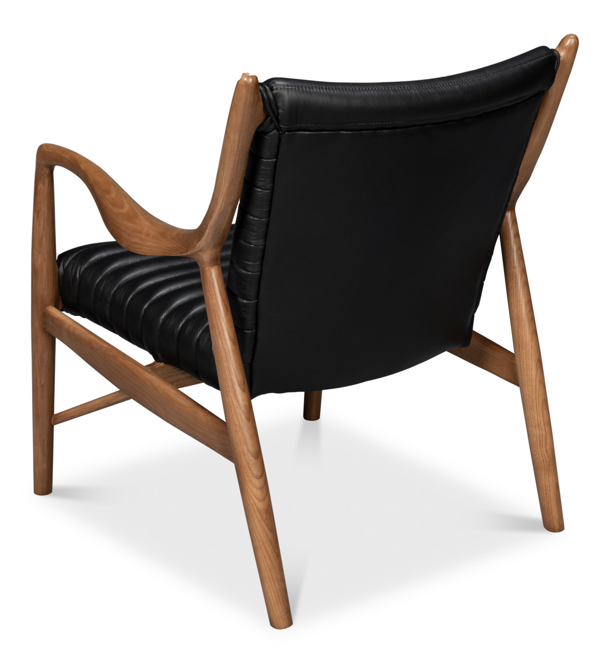 Singletary Leather Chair  Onyx Black, by Sarreid, 2'4" length x 2'3" width x 2'8" height View 11