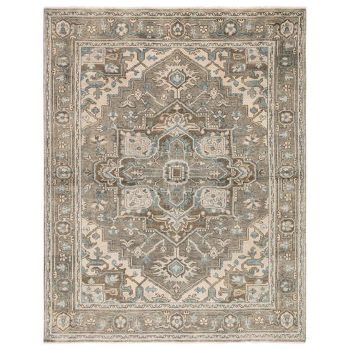 Winter Hand-Knotted Medallion Gray/ Blue Area Rug (7