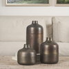 Daya Medium Antiqued Gold Metal Vase, by Mercana, 6.3" length x 6.3" width x 8.66" height thumbnail 3