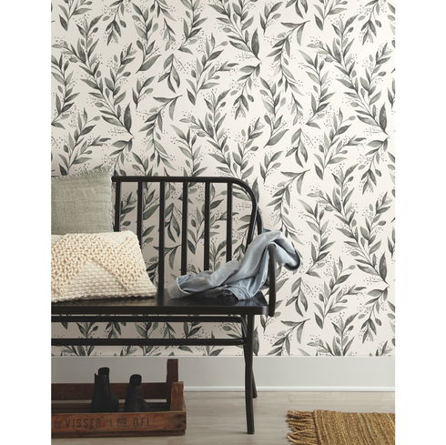 Olive Branch Charcoal Wallpaper
