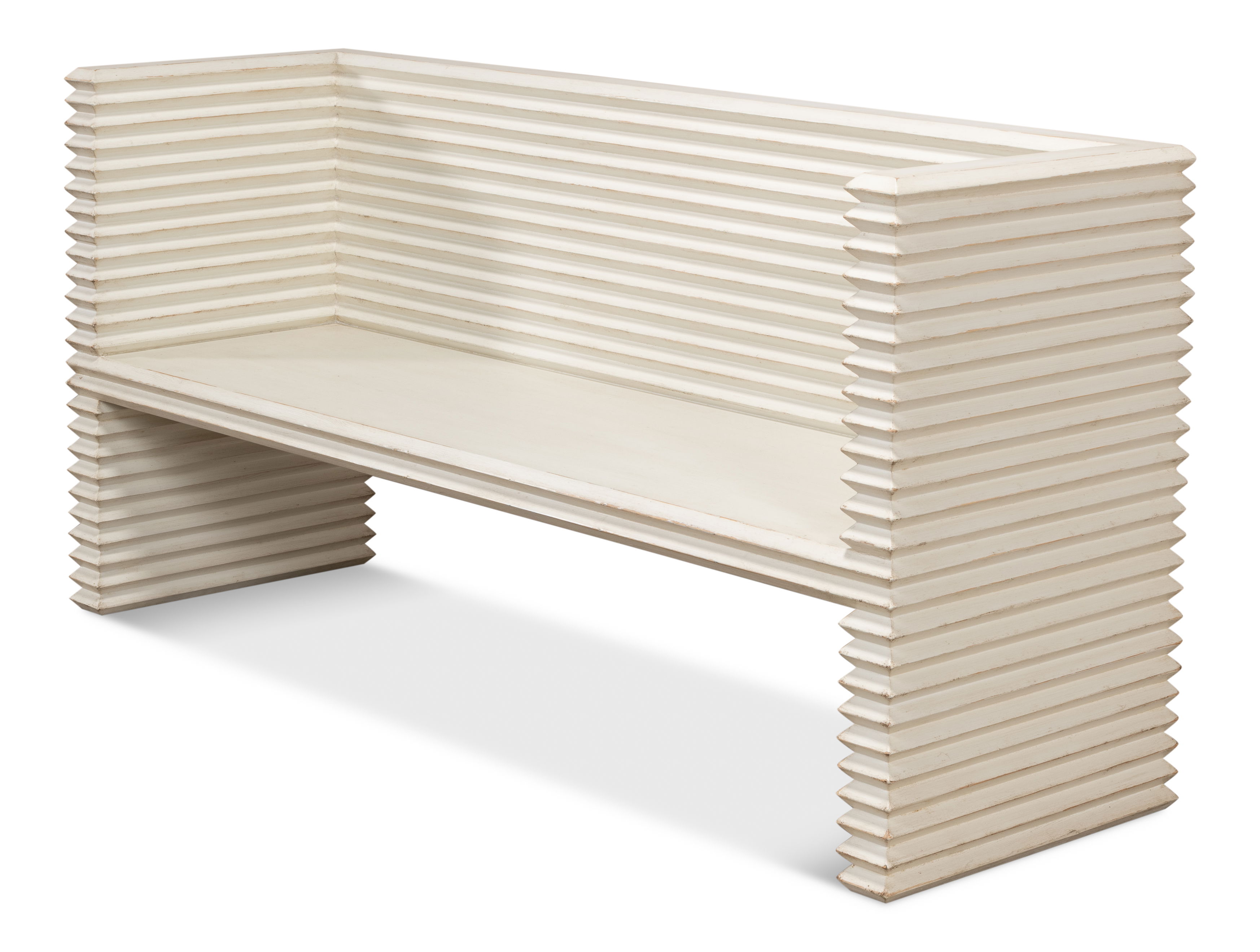 Stacked Bench, Antique White, Seating by Sarreid, 61" length x 19" width x 30" height View 12