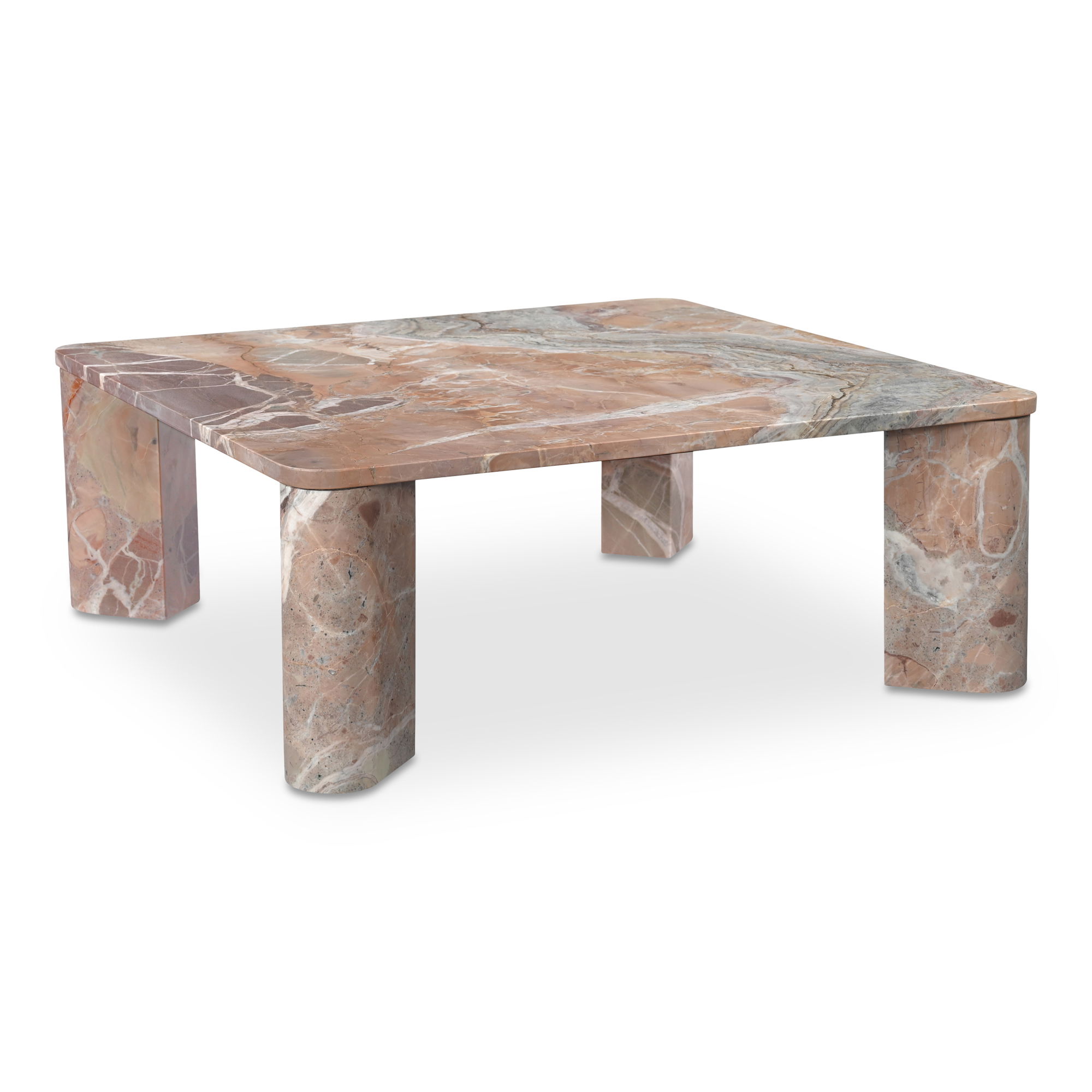 Segment Coffee Table Orange Levante Marble, by Moe's Home, 35.5" width x 13" height x 35.5" depth View 2