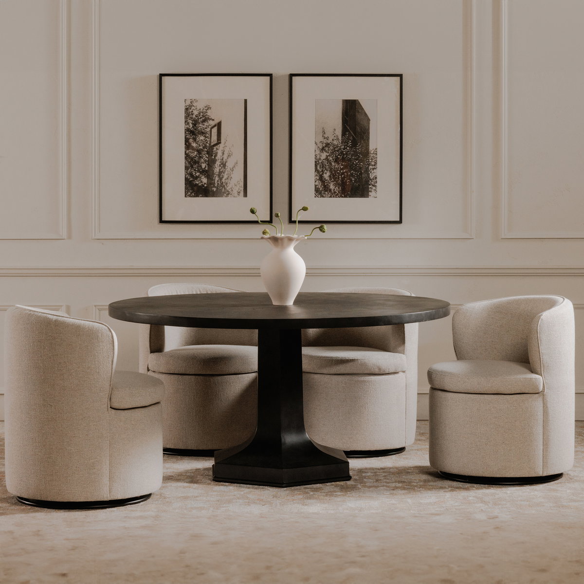 Dane Swivel Dining Chair Oatmeal, by Moe's Home, 25.6" width x 31.9" height x 25.6" depth View 9