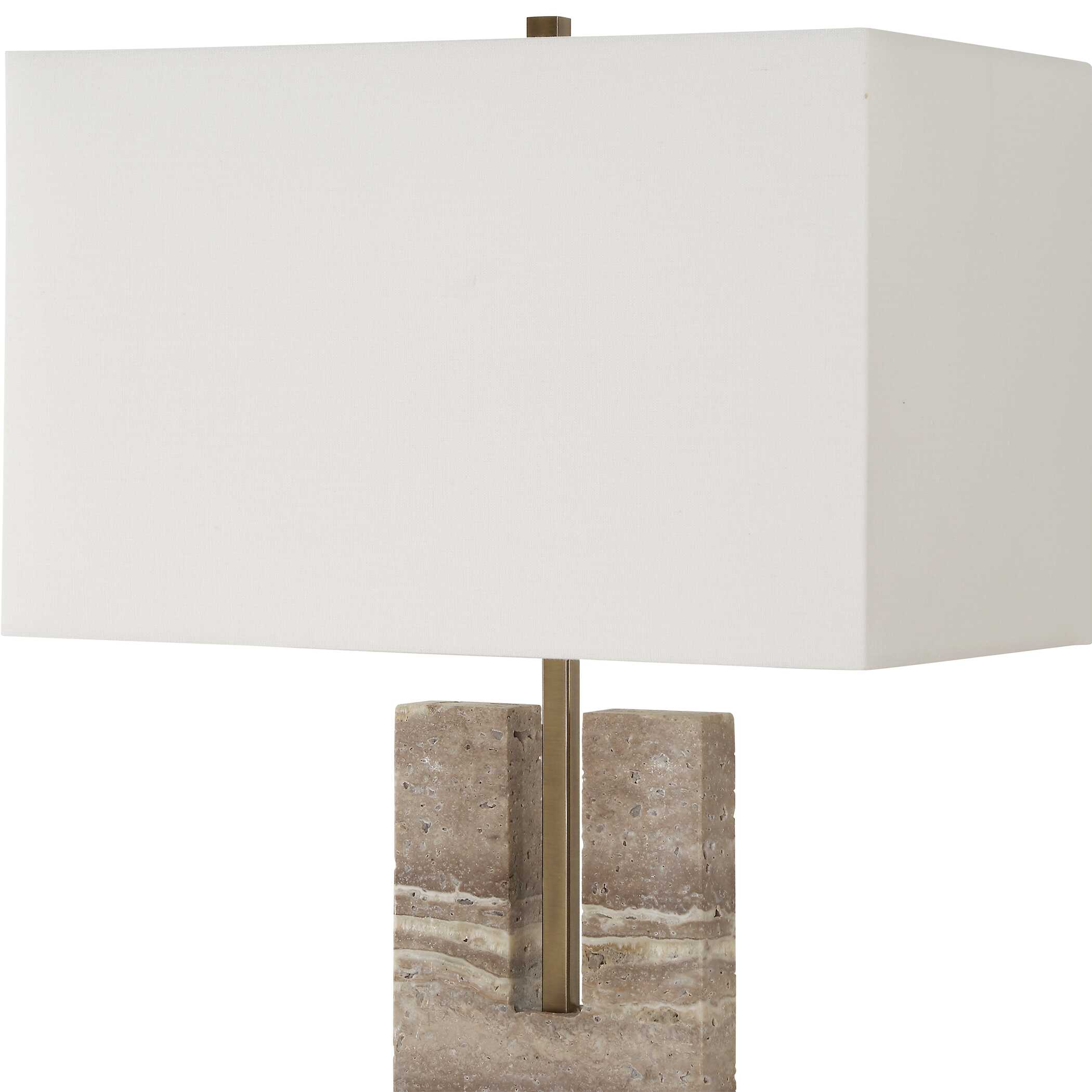 Turning Point Travertine Table Lamp, by Uttermost, 17" width x 26" height x 10" depth View 6