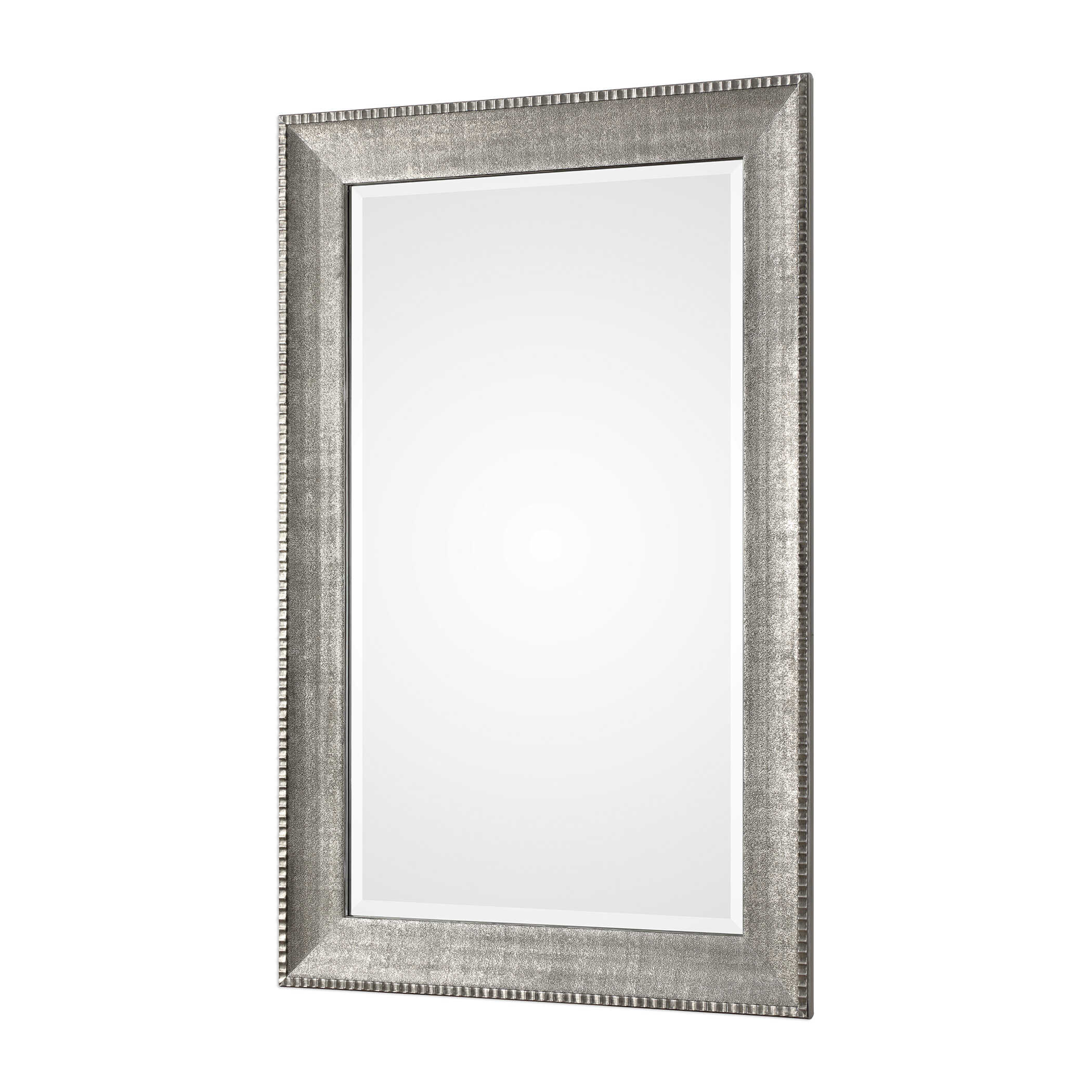 Leiston Metallic Silver Mirror, by Uttermost, 39.13" width x 59.13" height x 1.14" depth View 4