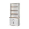 Fairview I  White and Medium Brown Wood Three Shelf Shelving Unit, Shelving & Bookcase by Mercana, 39" length x 17" width x 90" height thumbnail 1