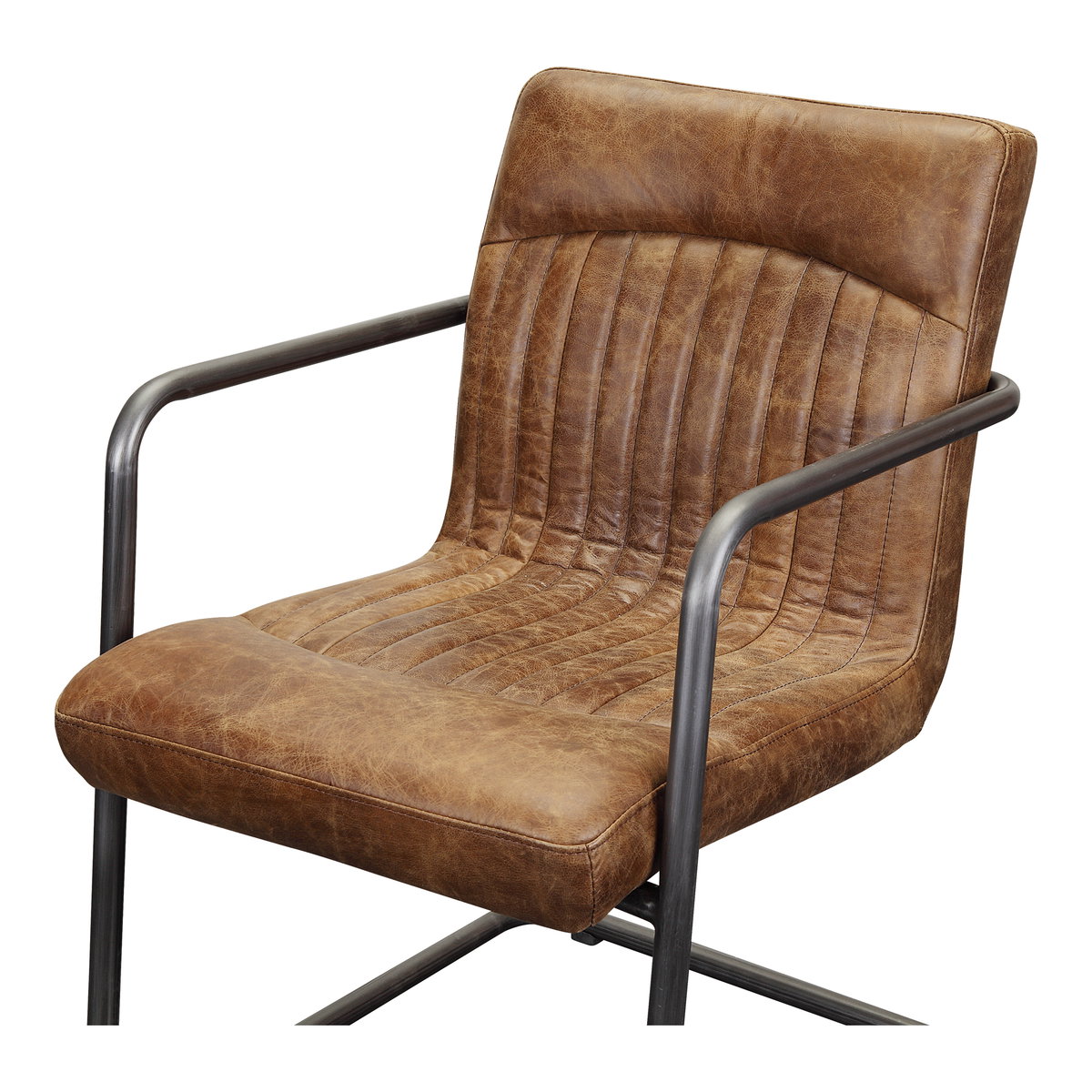 Ansel Arm Chair Grazed Brown Leather - Set Of Two, Dining Chair by Moe's Home, 21.75" width x 33" height x 24" depth View 6