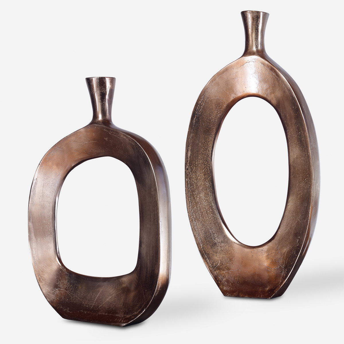 Kyler Textured Bronze Vases Set/2, Decorative by Uttermost, 10.75" width x 22" height x 2" depth View 1