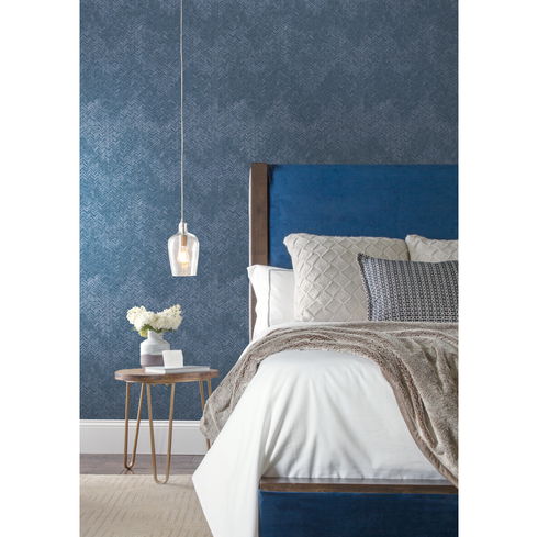 Navy Fabric Chevron Wallpaper