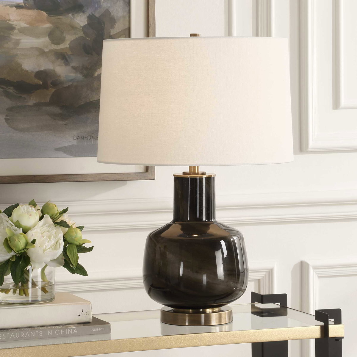 Buchanan Charcoal Table Lamp, by Uttermost, 16" width x 23.5" height x 16" depth View 2