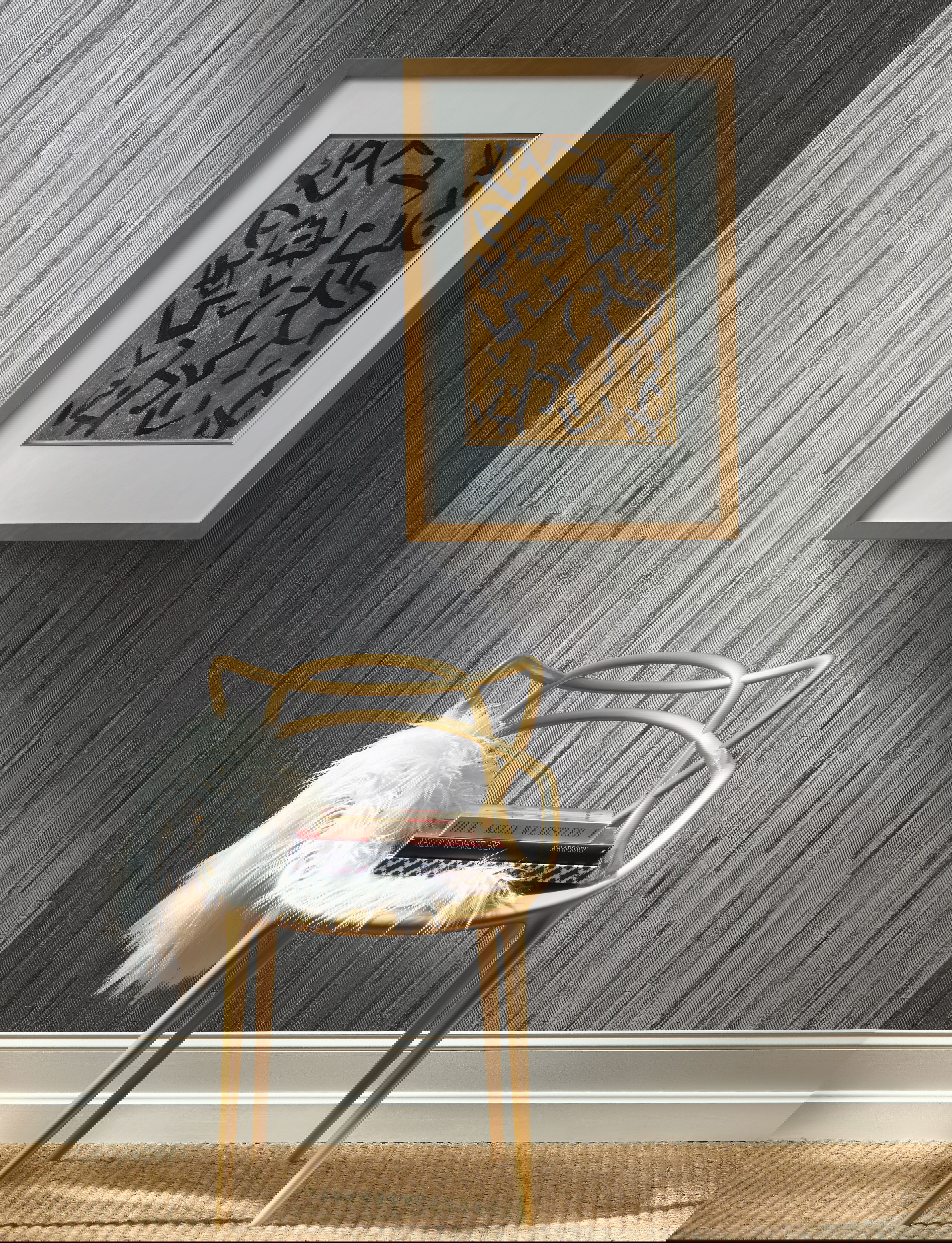 Vertical Plumb Charcoal Metallic Wallpaper large image 