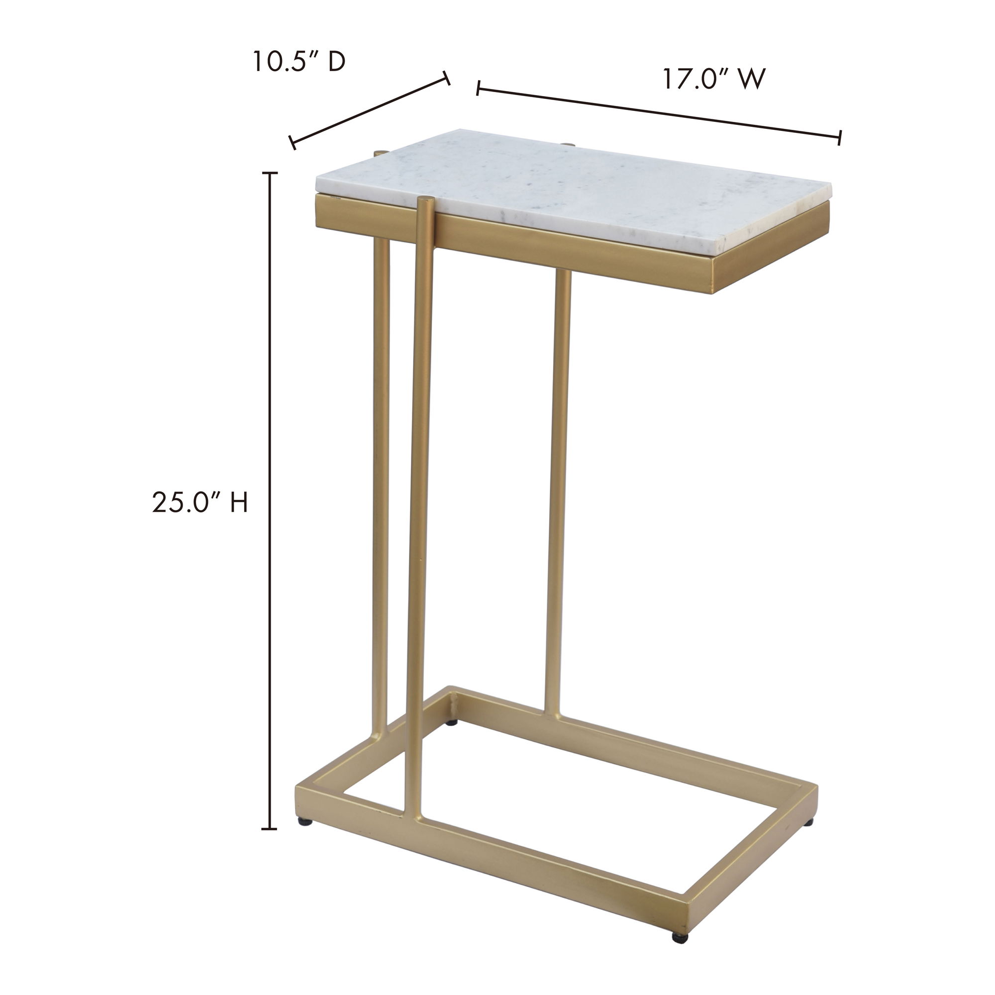Sulu C Table White, Side & End Table by Moe's Home, 16.5" width x 25" height x 10.75" depth View 6
