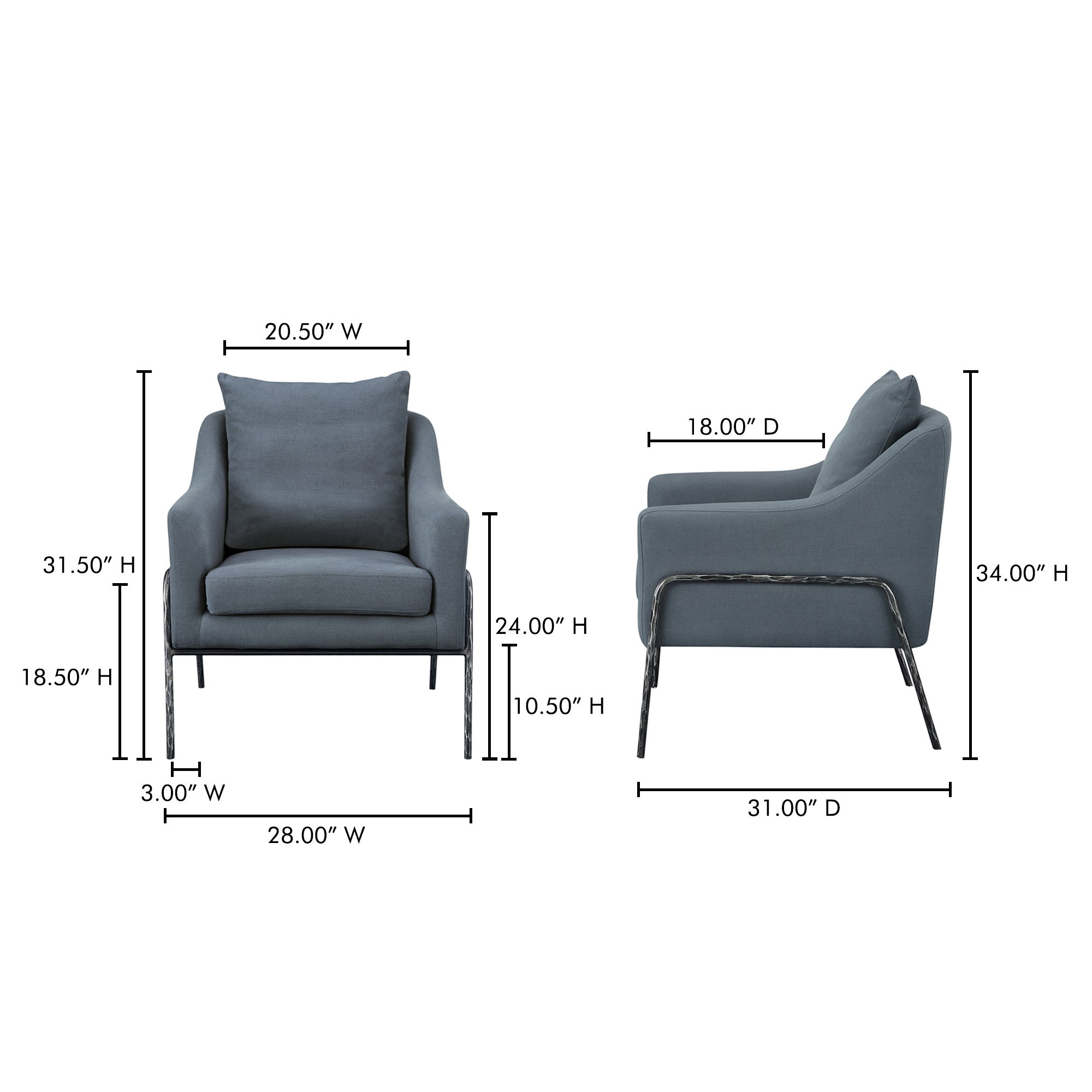 Archer Accent Chair Slate Blue Linen Blend large image 