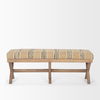 Solis 50L x 16W Brown Base Upholstered Beige/Black Stripe Seat Accent Bench thumbnail 3