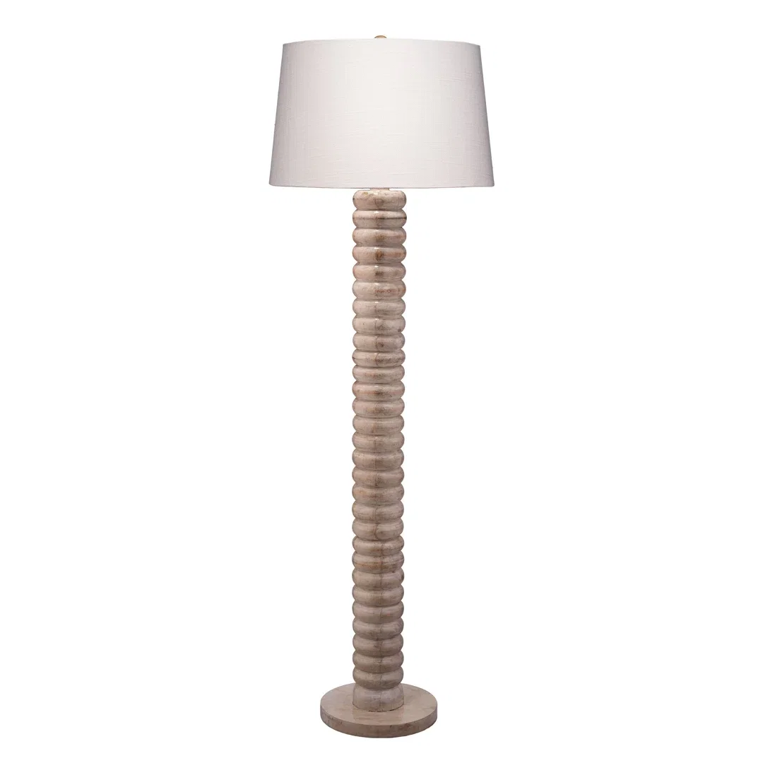 Abacus Mango Wood Floor Lamp with Polyester Linen Shade, by Jamie Young, 22" width x 67.5" height x 22" depth View 1