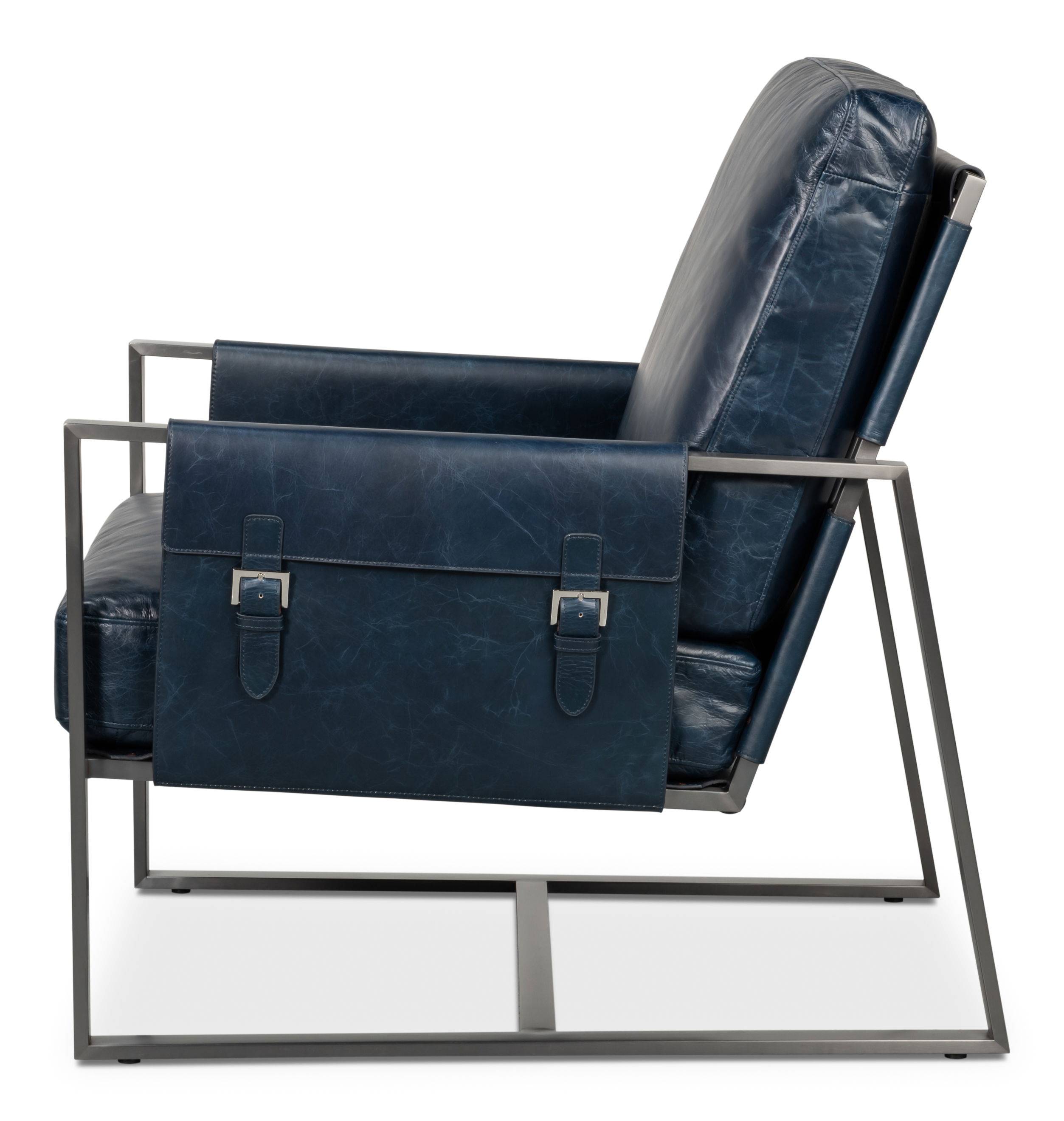 Edmonds Distilled Leather Chair,Blue large image 