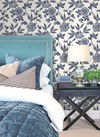Wood Cut Jacobean Navy Wallpaper thumbnail 2