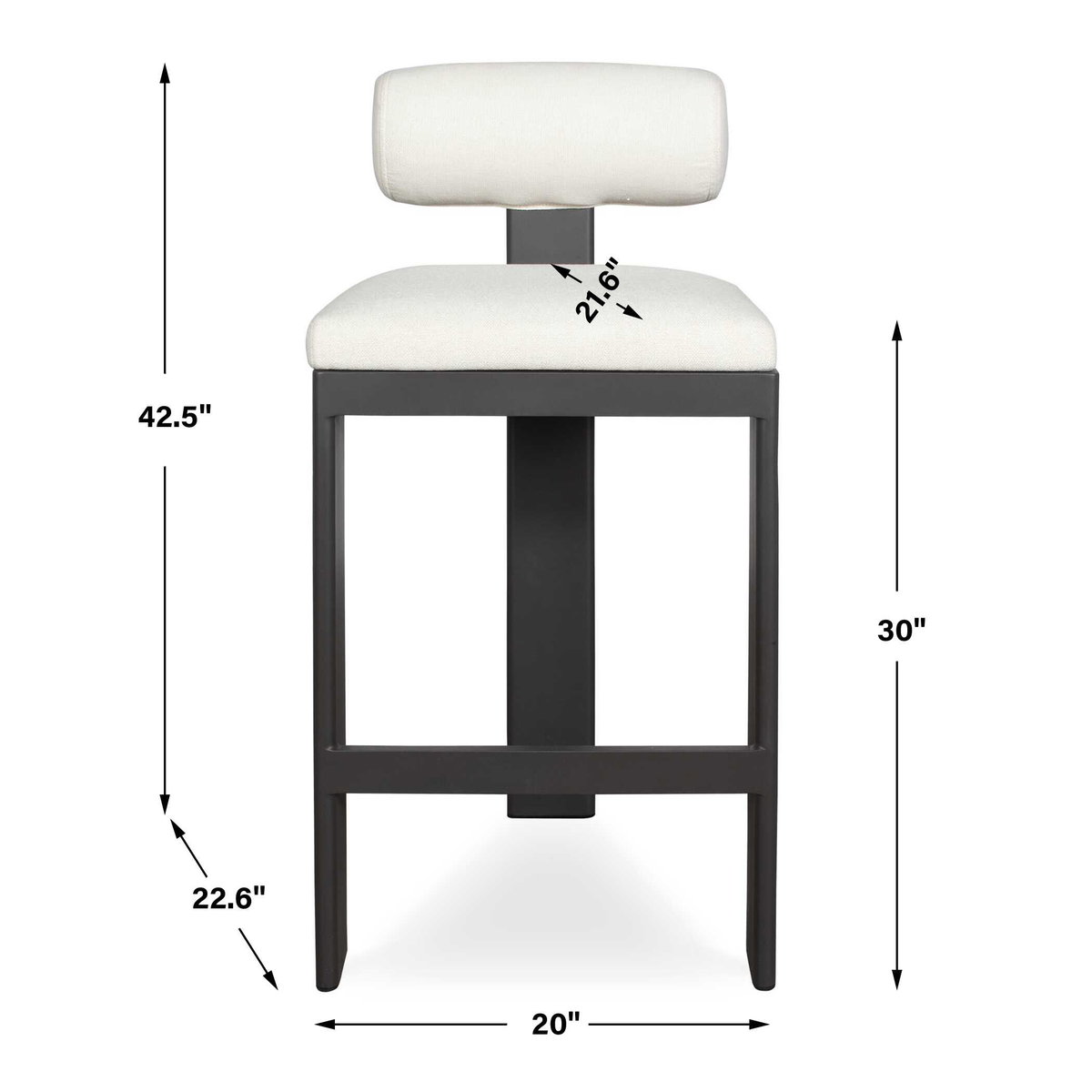 Bolster Back Outdoor Bar Stool, Outdoor Stool by Uttermost, 1'8" width x 3'6.5" height x 1'10.25" depth View 2