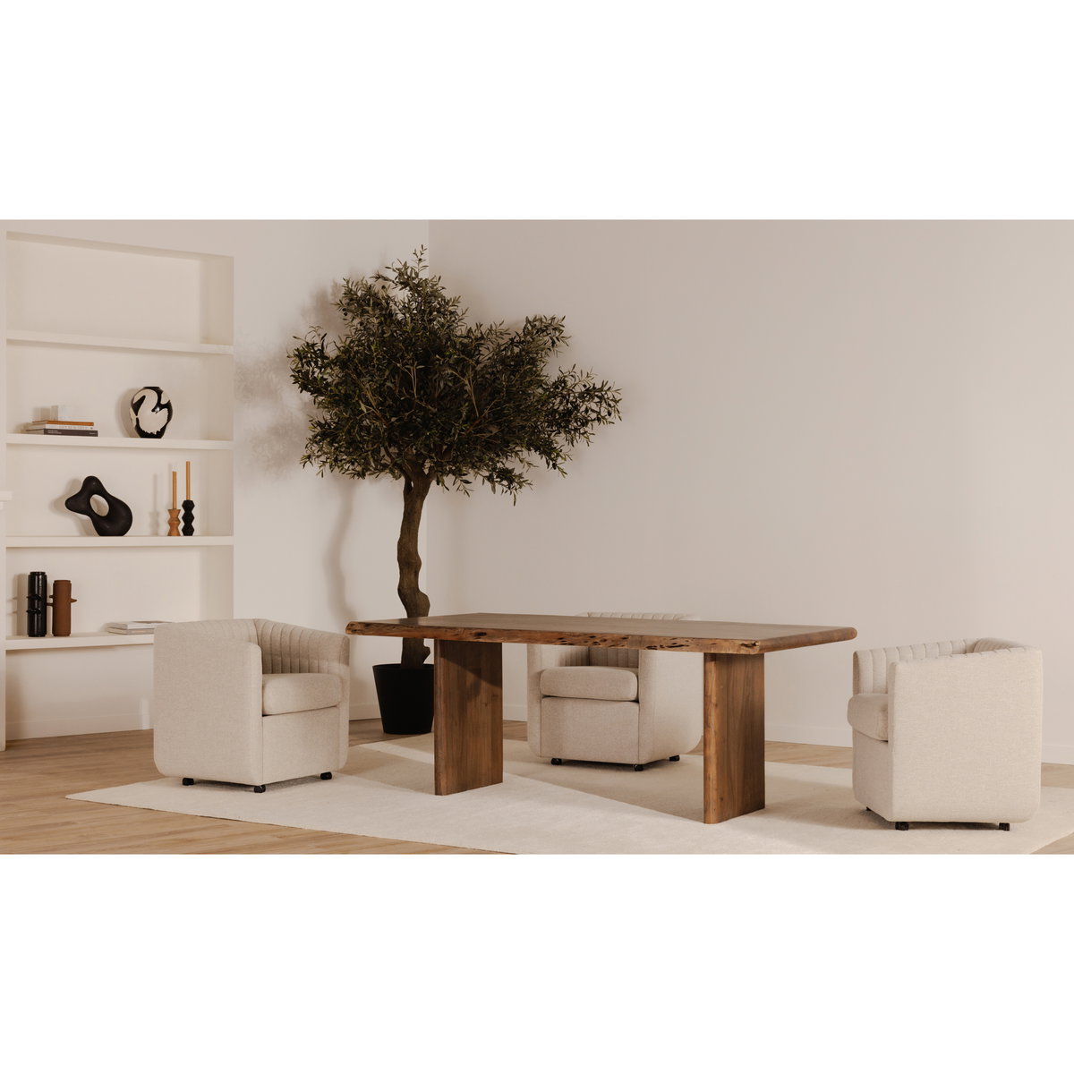 Lila Small Dining Table Brown, by Moe's Home, 78" width x 30" height x 40" depth View 11