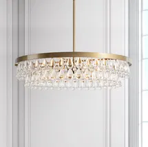 Online Designer Kitchen Jylian 6 - Light 24" Crystal Teardrop Brushed Brass Chandelier