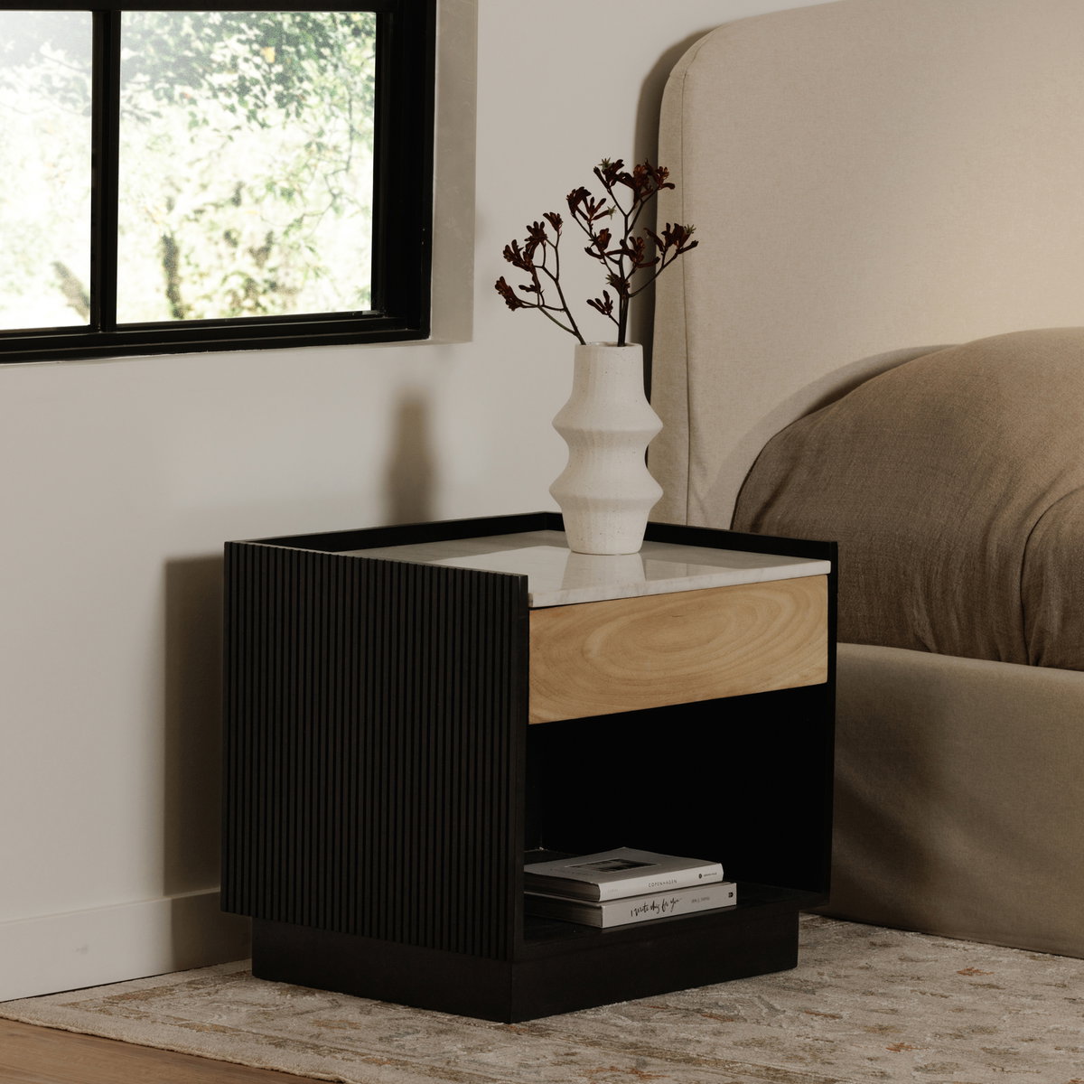 Carter Nightstand Black, by Moe's Home, 22" width x 20" height x 18" depth View 14