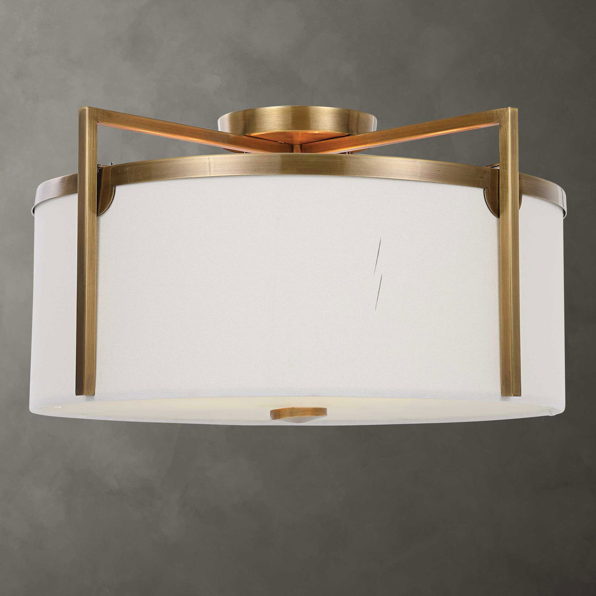 Colfax Brass 3 Light Semi Flush, Semi Flush Mount by Uttermost, 21" width x 11.25" height x 21" diameter x 21" depth View 1